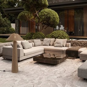 Lampa de podea din ratan sintetic pentru exterior Plom maro deschis