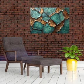 Tablou - Pictură verde-auriu (90x60 cm)