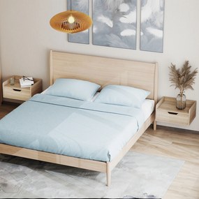 HOMCOM Set de 2 Noptiere de Perete Noptiere Suspendate cu 1 Sertar pentru Dormitor Cameră 40x30x19,5 cm Lemn Natural | Aosom Romania