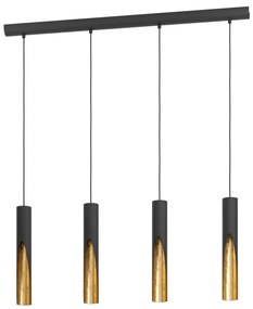 Lustră LED pe cablu Eglo 900873 BARBOTTO 4xGU10/4,5W/230V negru/auriu