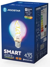 Bec LED RGBW Aigostar FILAMENT G80 E27/4,9W/230V 2700K