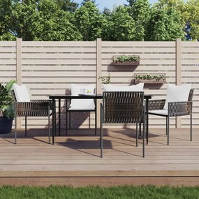 vidaXL Set mobilier de grădină cu perne, 5 piese, poliratan și oțel