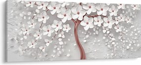Tablou - Imaginea copacului alb cu flori albe, rosegold (120x50 cm)
