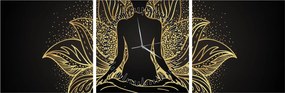 Tablou - Silueta într-o floare de lotus (cu ceas) (90x30 cm)