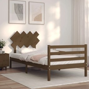 3195279 vidaXL Cadru de pat cu tăblie, maro miere, 100x200 cm, lemn masiv