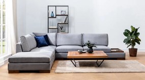 Coltar si Taburet Tulip Corner Left With Pouf, Gri Inchis