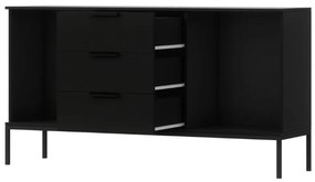 Comoda MEORATI 150x40 cm, neagra/dub artisan