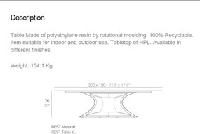 Masa XXL dining de exterior / interior design ultra-modern premium 300x120cm REST