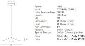Pendul LED design modern Bured alb