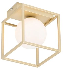 Plafoniera de design aurie cu sticlă albă - Aniek