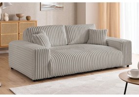 Canapea gri deschis cu tapițerie din catifea reiată 178 cm Justin – Ropez