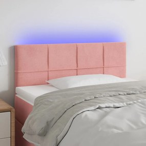 3121653 vidaXL Tăblie de pat cu LED, roz, 90x5x78/88 cm, catifea