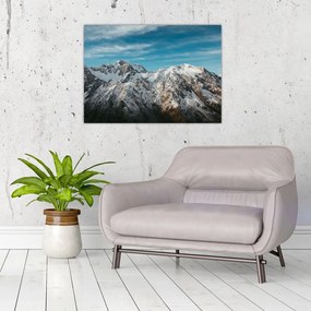 Tablou pe sticlă cu vârfuri înzăpeziți, Fiordland (70x50 cm)