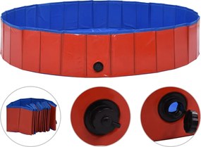 vidaXL Piscină pentru câini pliabilă, roșu, 160 x 30 cm, PVC