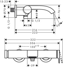 Baterie cada Hansgrohe Vivenis, negru mat - 75420670