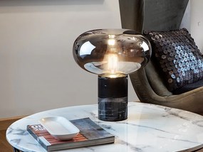 Veioza / Lampa de masa design elegant Fungi negru/fumuriu