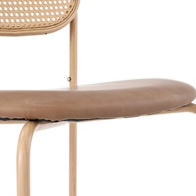 Set de 4 Scaune pentru Sufragerie Moderne din Rattan cu Structură Metalică, 60x50x48 cm, Maro