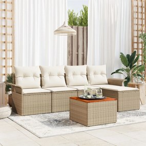 vidaXL Set de canapele pentru grădină 6 pcs Bej Rattan poli