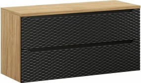 Set dulap baza suspendat 120 cm cu blat Comad Ocean stejar uleiat si negru mat