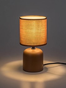 Lampa de masa ceramica si abajur maro Daphni