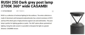 Mini Stalp LED iluminat exterior simetric 360º wide IP65 RUSH 25cm 2700K CASAMBI