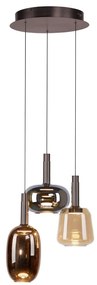 Lustra cu 3 pendule LED, inaltime reglabila, sticla, multicolor, IRIDES