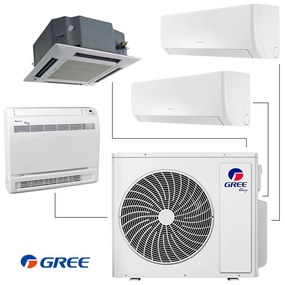 Unitate exterioara pentru sistem multi-split Gree GWHD(36)NK6OO, 36000 BTU, 74 m², Pana la 4 unitati A+/A, R-32, Alb