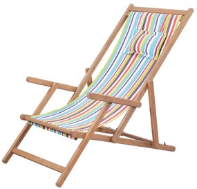 43998 vidaXL Scaun de plajă pliabil, multicolor, textil și cadru din lemn