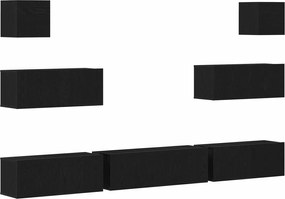 vidaXL Set comodă TV 7 pcs Stejar Negru 100 x 30 x 30 cm Lemn compozit