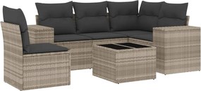 vidaXL Set canapele de grădină cu perne, 6 piese gri deschis poliratan