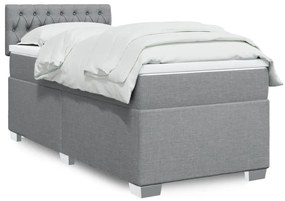 vidaXL Pat box spring cu saltea, gri deschis, 100x200 cm, textil