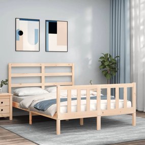 3191881 vidaXL Cadru de pat cu tăblie, dublu, lemn masiv