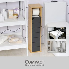 HOMCOM Dulap Baie Îngust pentru Hârtie Igienică Raft Reglabil 18x18x75cm Design Compact | Aosom Romania