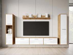 Mobilier living Ikinra XL (Stejar wotan + lucios Alb) . 1104553