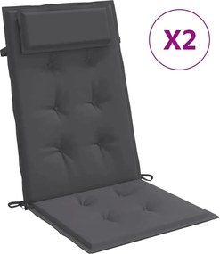 vidaXL Perne scaun cu spătar înalt 2 buc, antracit, țesătură Oxford