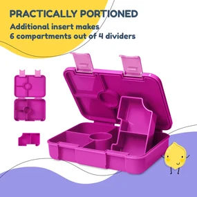 schmatzfatz by Lite, caserolă pentru gustări, 6 compartimente, 20,8 × 4,5 × 15 cm (L x Î x l), fără BPA, Tritan extra ușor