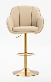 HR2055W Scaun Crem din Piele Ecologica cu Bază Aurie