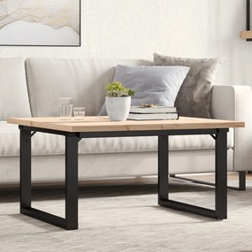 vidaXL Masă de cafea, cadru O, 80x80x45,5 cm, lemn masiv pin și Oţel
