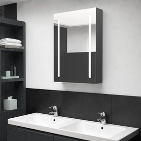326497 vidaXL Dulap de baie cu oglindă și LED, gri, 50x13x70 cm