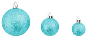 Set ornamente de brad, 112 piese-turcoaz