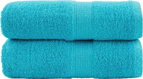 vidaXL Prosoape de baie premium SOLUND, 2 buc., turcoaz, 30x30 cm, 600 g/m²