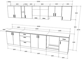 Set haaus V28, Alb, Blat Thermo 28 mm, L 320 cm