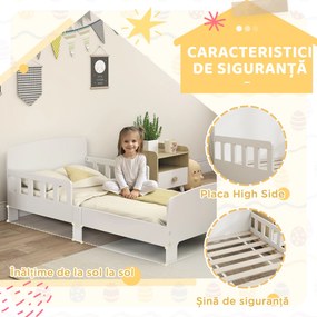 AIYAPLAY Pat Montessori pentru Copii 3-8 Ani din Lemn FSC cu Apărători Laterale și Margini Netede, 143.5x74.2x54 cm, Alb | Aosom Romania