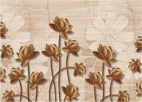 Tablou cu abstracția florilor - maro (70x50 cm)