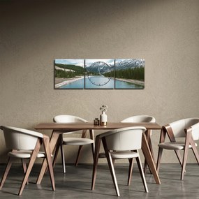 Tablou cu peisaj montan (cu ceas) (90x30 cm)
