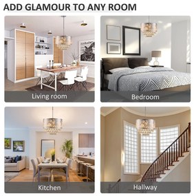 HOMCOM Candelabru Modern din Cristal Inaltime Reglabila, 44 Pandantive din Sticla