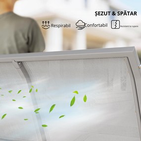 Balansoar de grădină 3 locuri Hollywoodschaukel cu acoperiș din metal gri+argintiu 170 x 110 x 153 cm | Aosom Romania