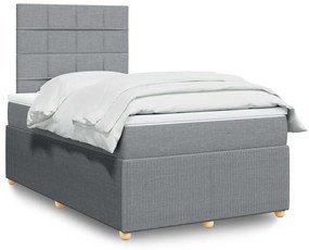 vidaXL Pat continental cu saltea, gri deschis, 120x200 cm, textil