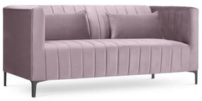 Canapea 2 locuri Annite cu tapiterie din catifea, picioare din metal negru, roz