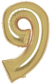 Numere White Gold Balon de folie numărul 9 auriu 91 cm